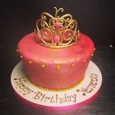 Red and Gold Princess Crown Birthday Cake