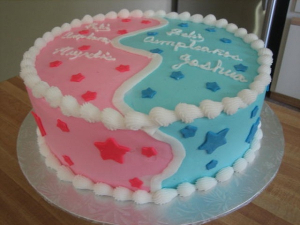 Gender Reveal Cake for Twin Boy and Girl