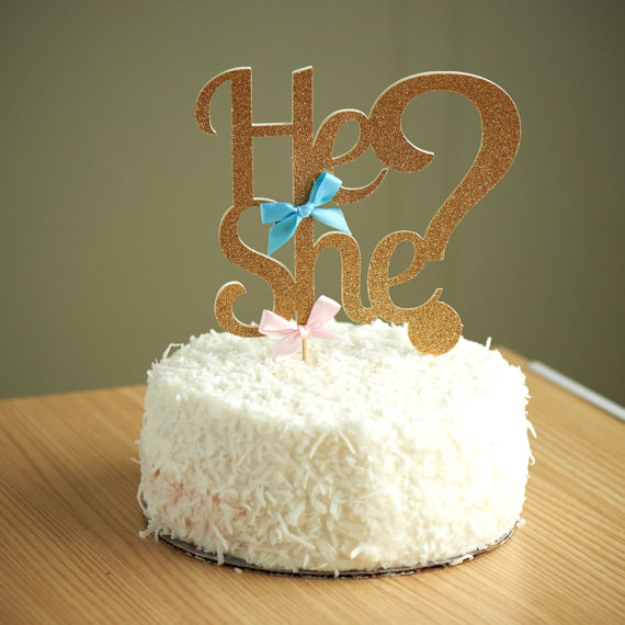 He or She Gender Reveal Cake Topper