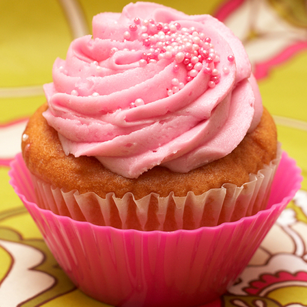 Pink Cupcake with Vanilla Frosting