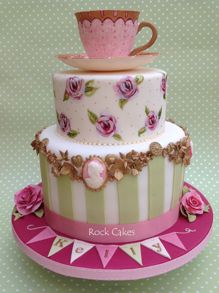 Vintage Tea Party Birthday Cake