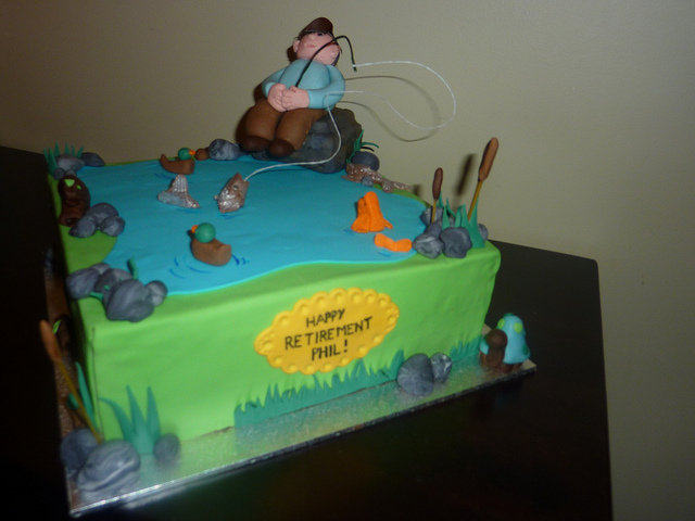 Fishing Themed Retirement Cakes Fishing Themed Retirement Cakes