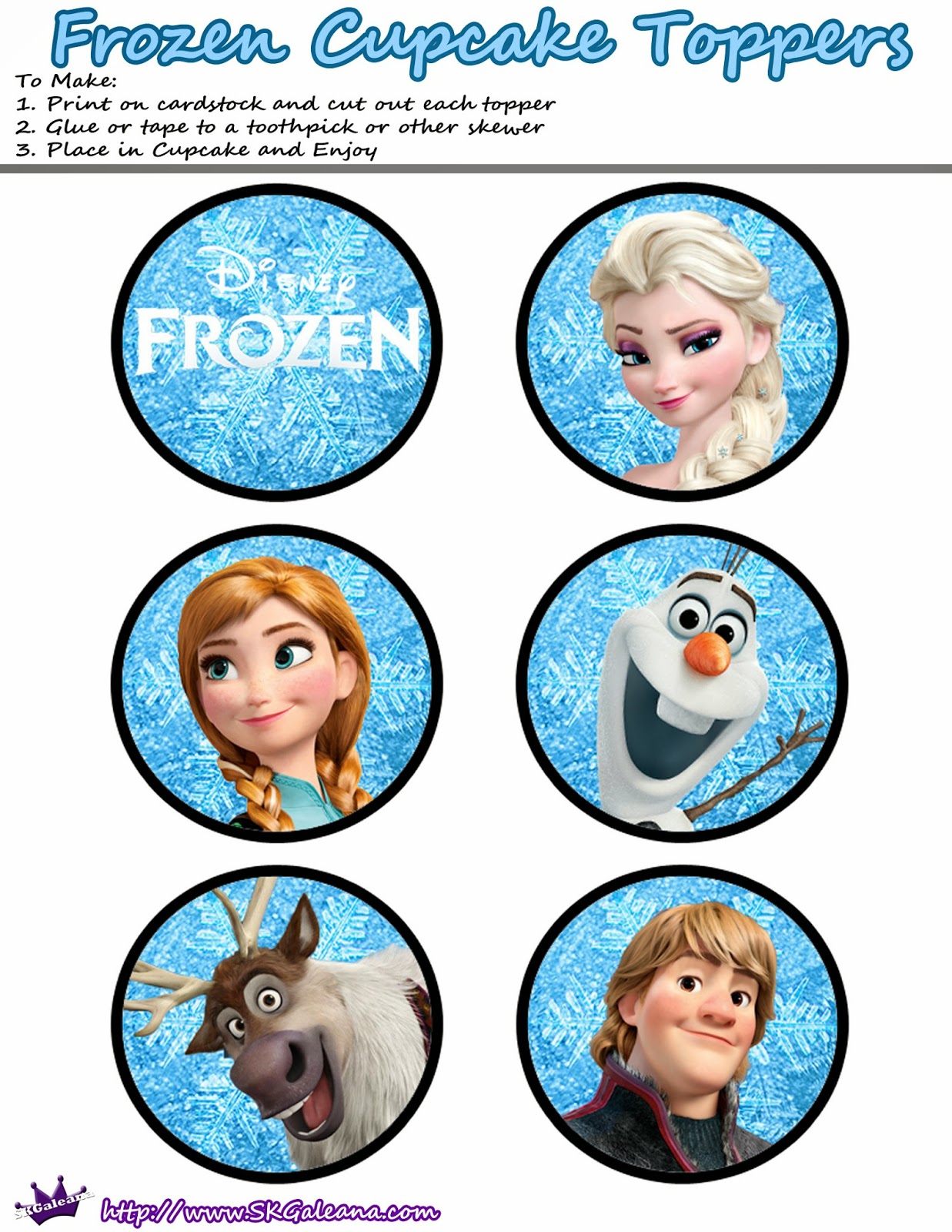 11 Disney Frozen Cupcakes Toppers Templets Photo - Free Printable
