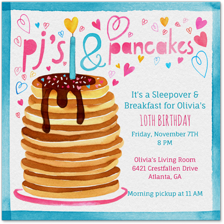 Pancake and PJ Party Invitation Pancake and PJ Party Invitation