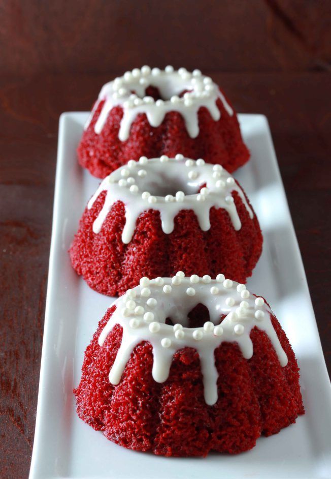 Red Velvet Mini Bundt Cakes