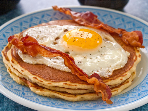 Breakfast Pancake Eggs and Bacon Breakfast Pancake Eggs and Bacon