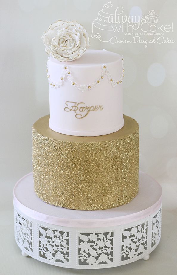 11 Baby Shower Cakes With Gold Photo Blue And Gold Baby Shower