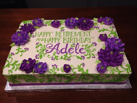 Retirement Sheet Cake with Flowers