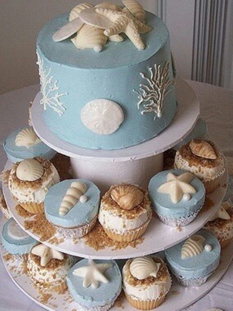 Beach Theme Cupcake Wedding Cake Beach Theme Cupcake Wedding Cake