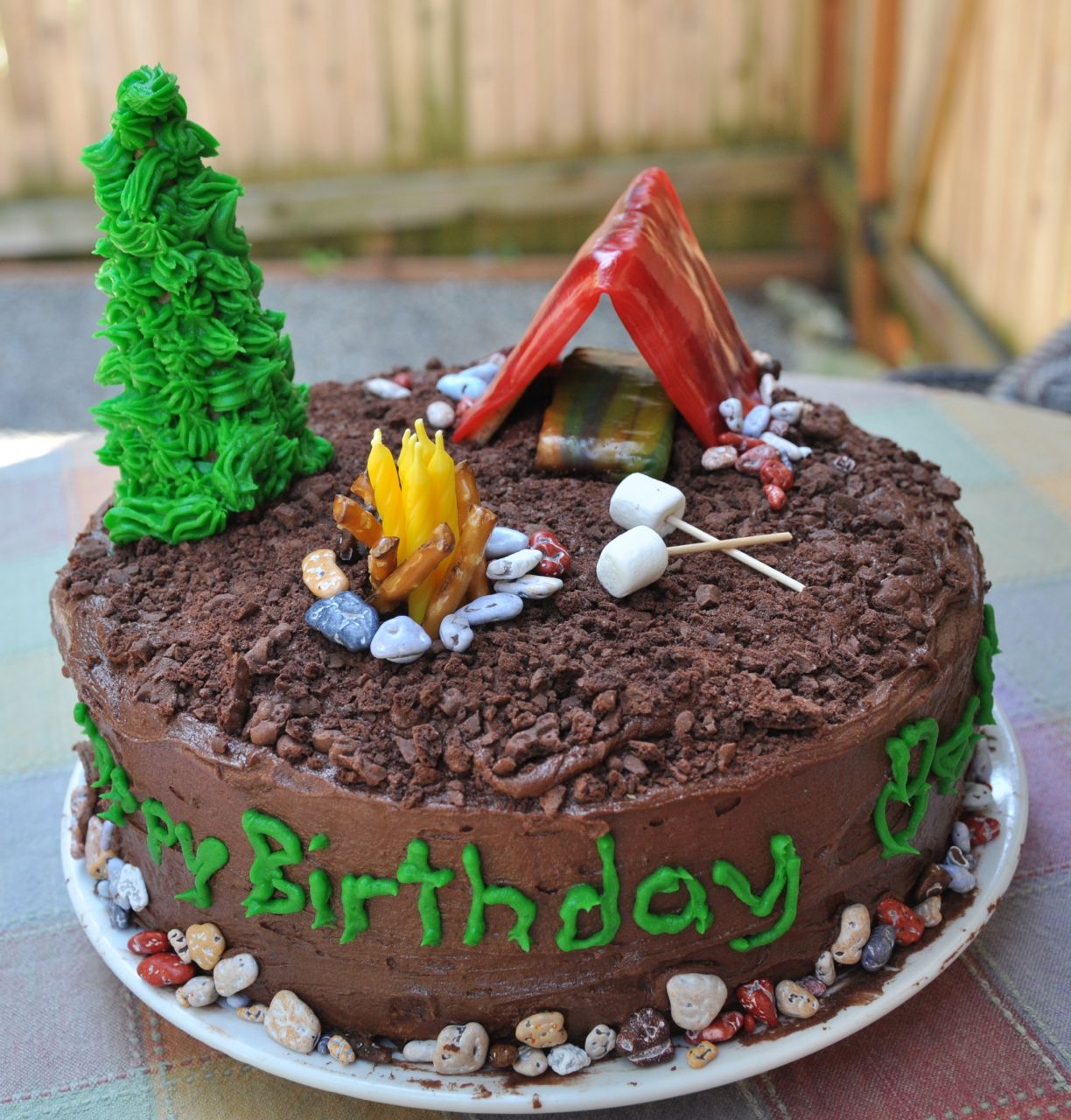 Camping Themed Birthday Party Cake