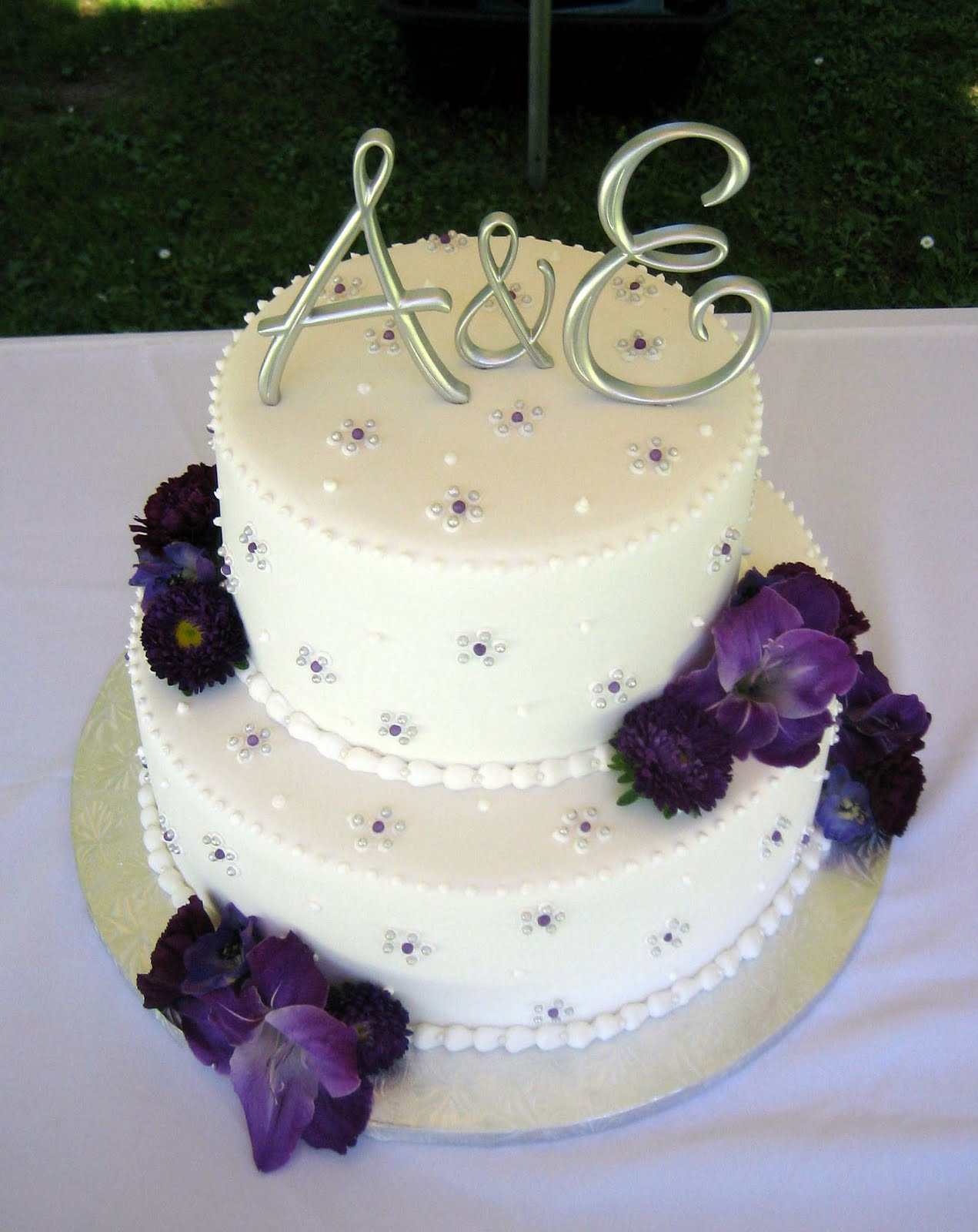 6 2 Tier Purple Wedding Cakes Photo Purple Wedding Cake Two