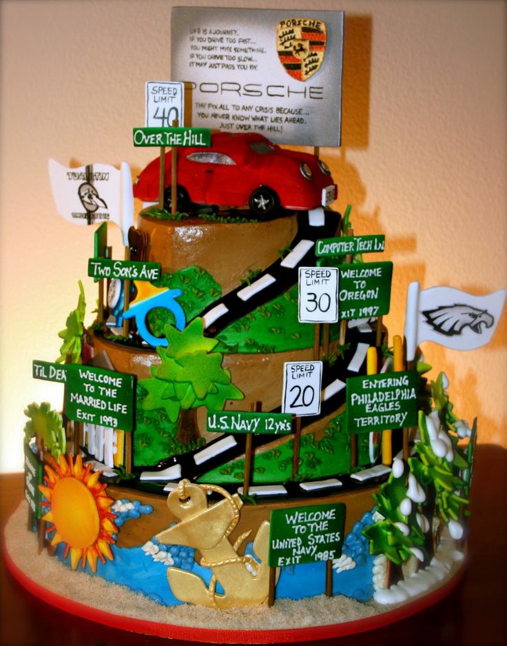 7 Road Themed Birthday Cakes Photo Over The Hill 40th Birthday