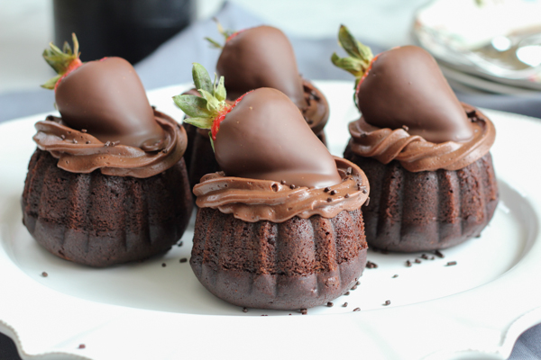 Triple Chocolate Mini Bundt Cakes