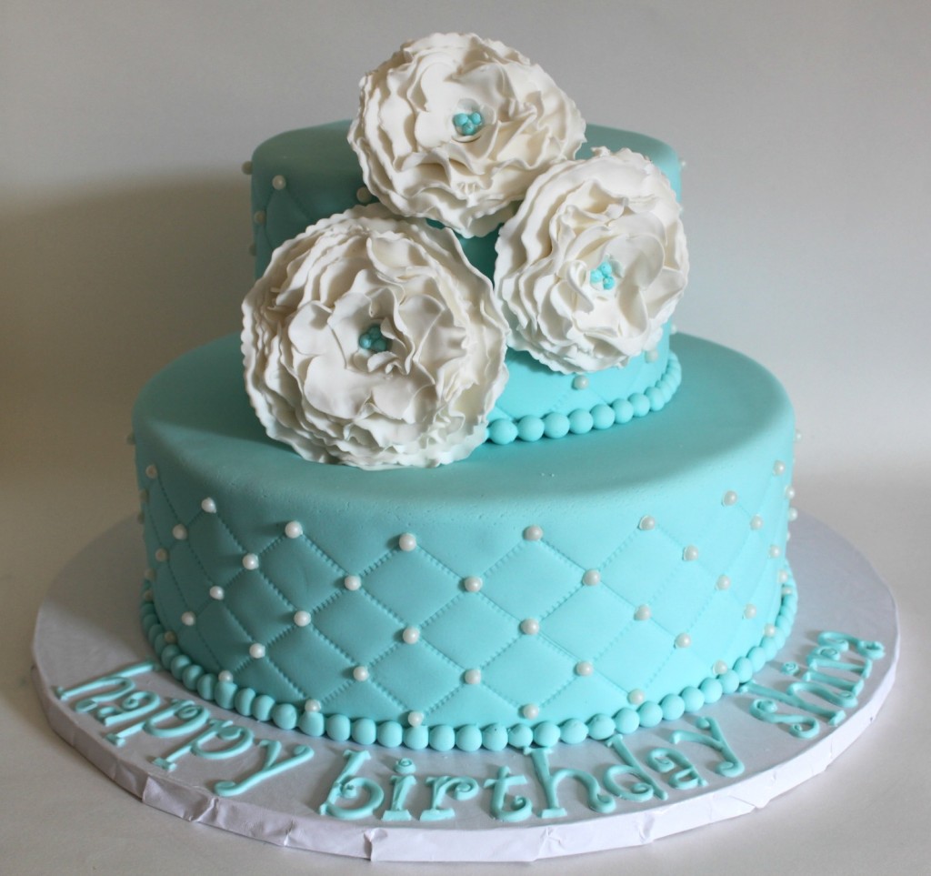 Elegant Blue Birthday Cake.