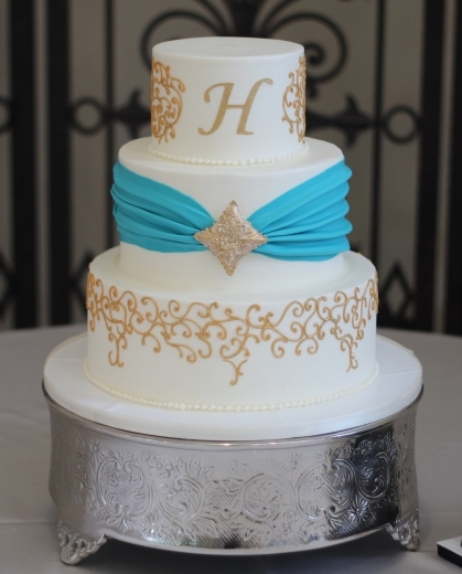 Purple and Turquoise Wedding Cake