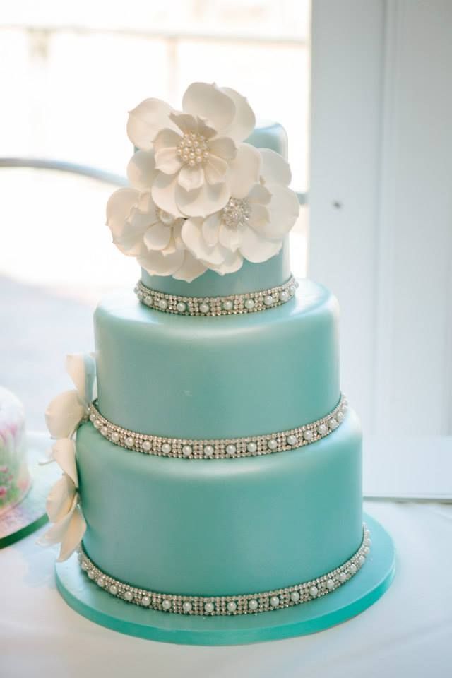 Tiffany Blue and White Wedding Cake