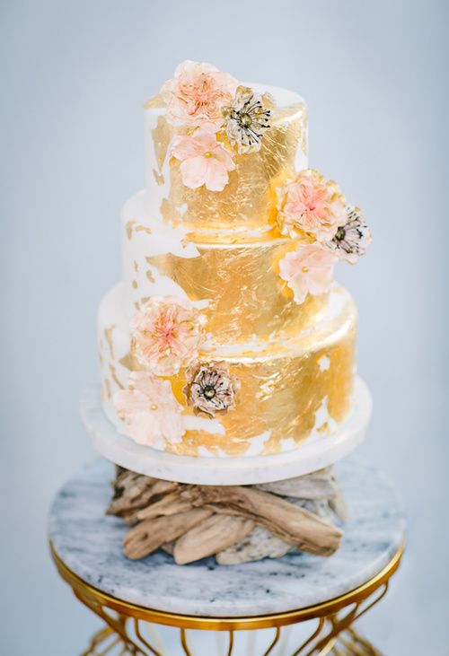 Wedding Cake with Gold Foil Wedding Cake with Gold Foil