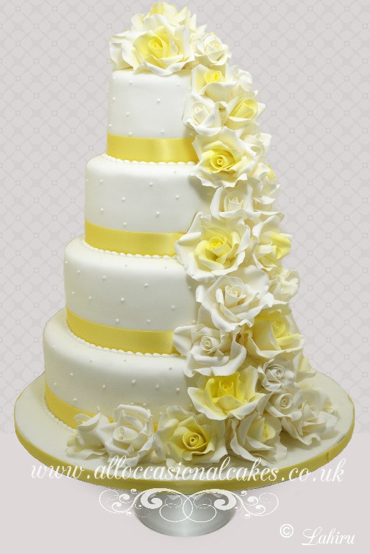 10 Wedding Cupcakes Blue And Yellow Roses Photo Cakes With Yellow Rose Wedding Cake