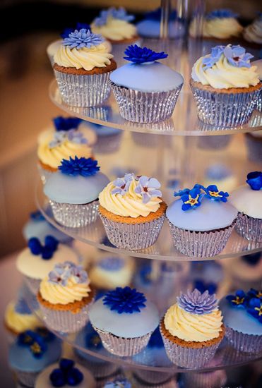 Royal Blue Wedding Cake and Cupcakes Royal Blue Wedding Cake and Cupcakes