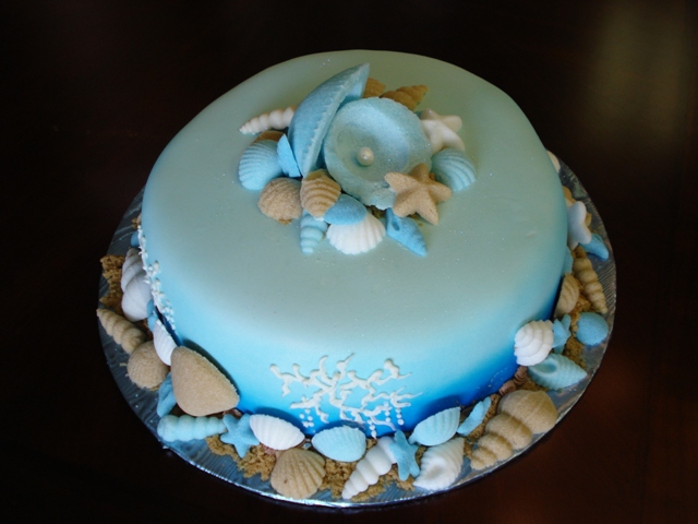 Single Tier Beach Theme Bridal Shower Cake Single Tier Beach Theme Bridal Shower Cake