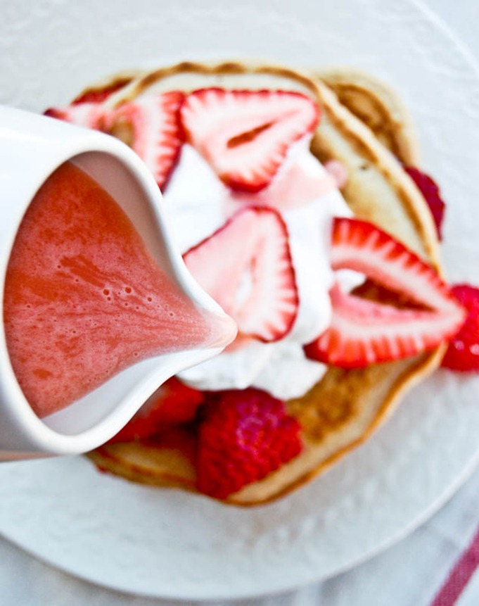Strawberry Pancakes with Syrup Strawberry Pancakes with Syrup