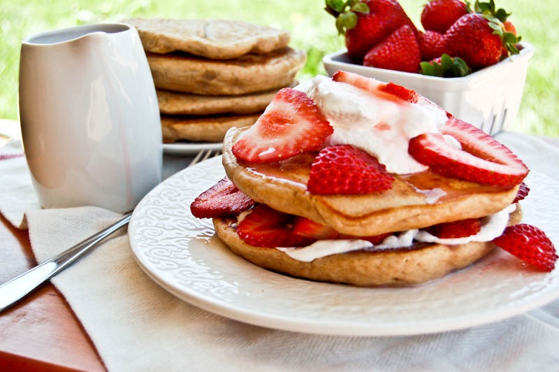 Strawberry Pancakes with Syrup Strawberry Pancakes with Syrup