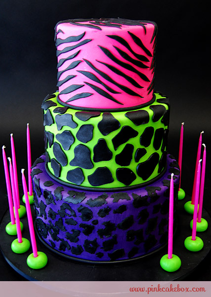 10 Photos of Neon Zebra Print Cakes