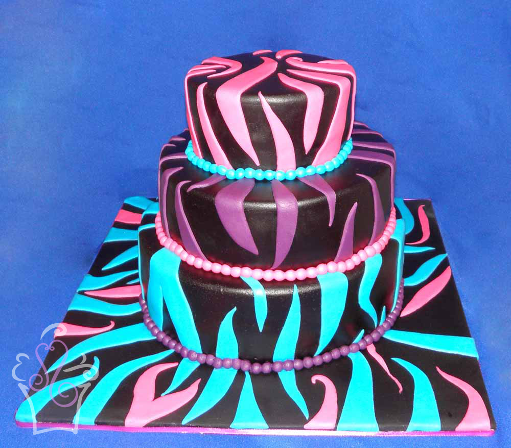 Neon Pink Zebra Print Cakes Neon Pink Zebra Print Cakes