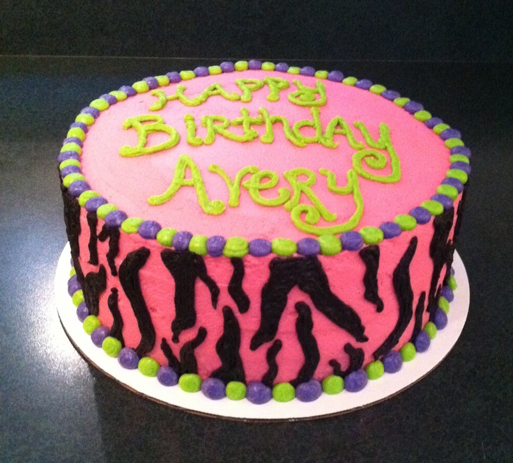 Neon Zebra Print Birthday Cake Neon Zebra Print Birthday Cake
