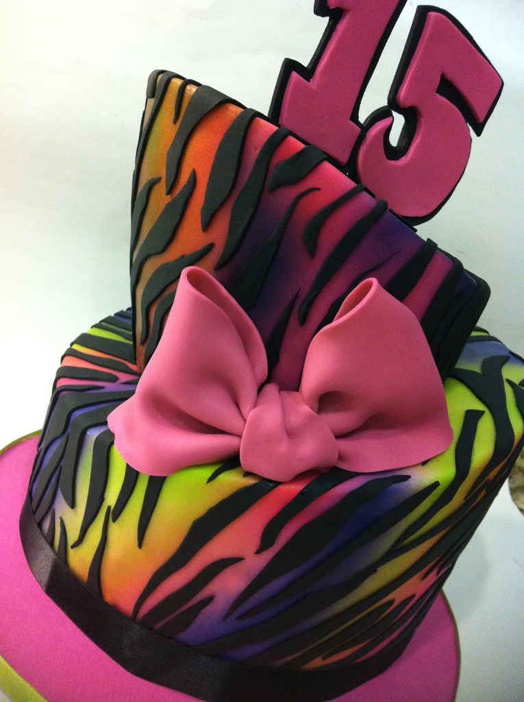 Neon Zebra Print Birthday Cake Neon Zebra Print Birthday Cake