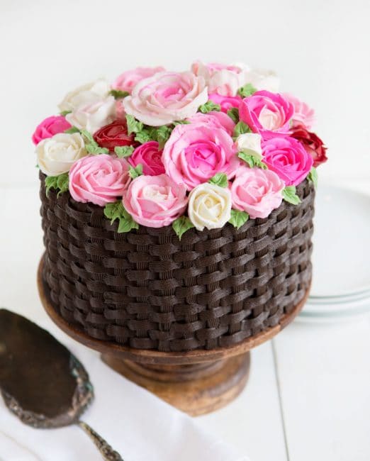 Basket Cake with Flowers Basket Cake with Flowers