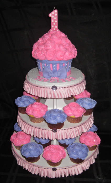 First Birthday Cupcake Tower First Birthday Cupcake Tower
