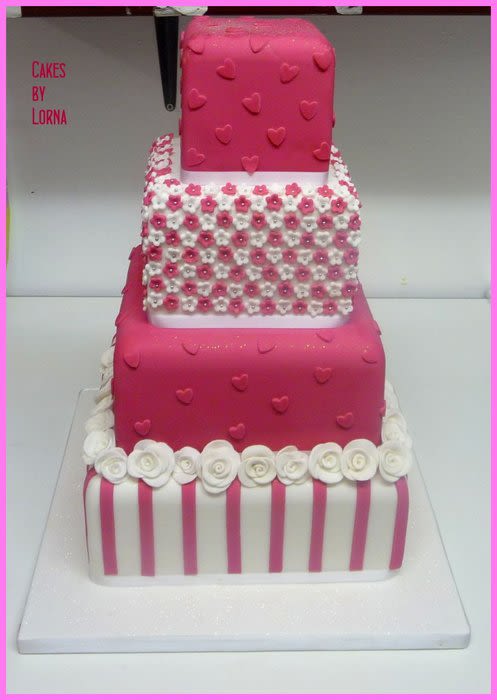 Hot Pink and White Wedding Cake Hot Pink and White Wedding Cake