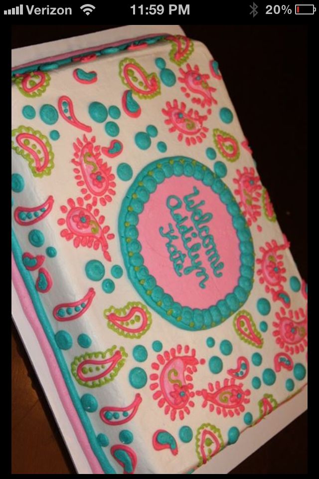 Paisley Print Baby Shower Cake Paisley Print Baby Shower Cake