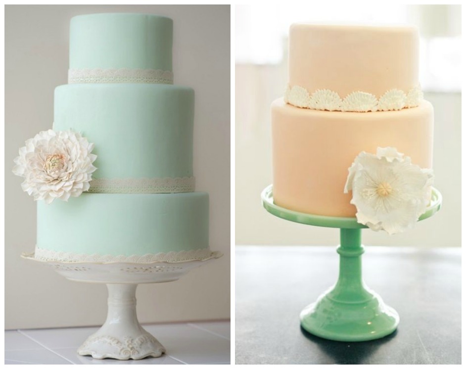 mint green peach and