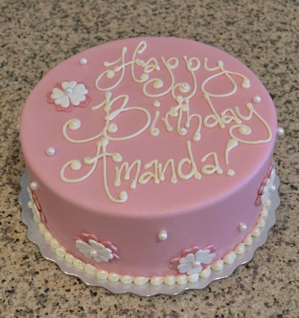 Pink and White Birthday Cakes with Flowers Pink and White Birthday Cakes with Flowers