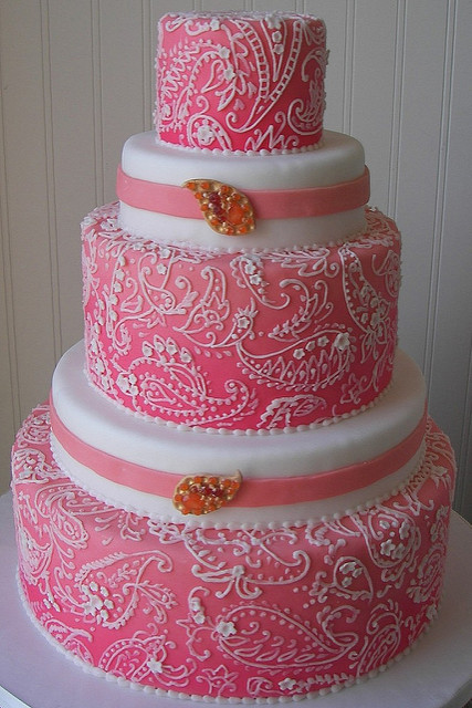 Pink Paisley Wedding Cake Pink Paisley Wedding Cake