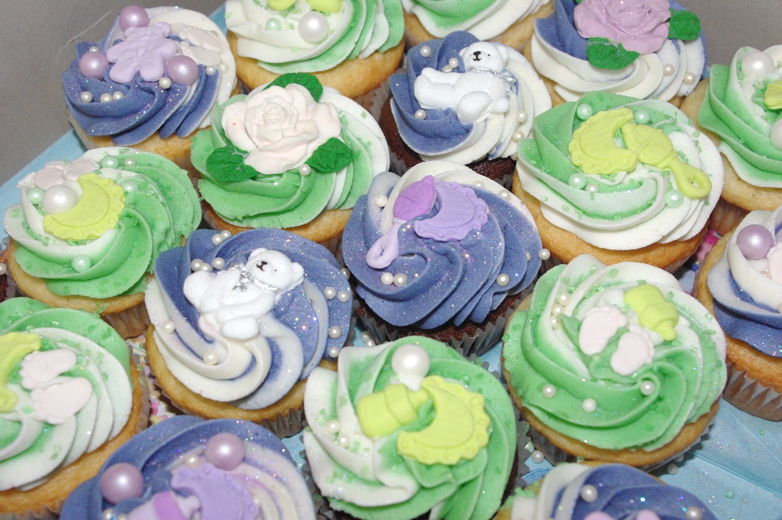12 Purple Green Baby Shower Cakes And Cupcakes Photo Purple And