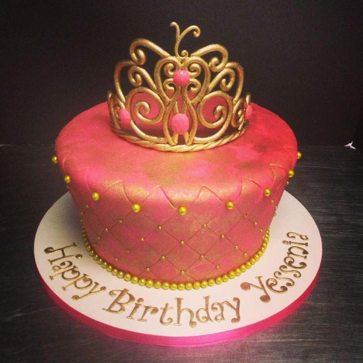 Red and Gold Princess Crown Birthday Cake Red and Gold Princess Crown Birthday Cake