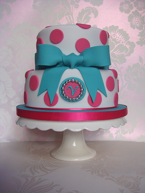 Teal and Pink Birthday Cake Teal and Pink Birthday Cake