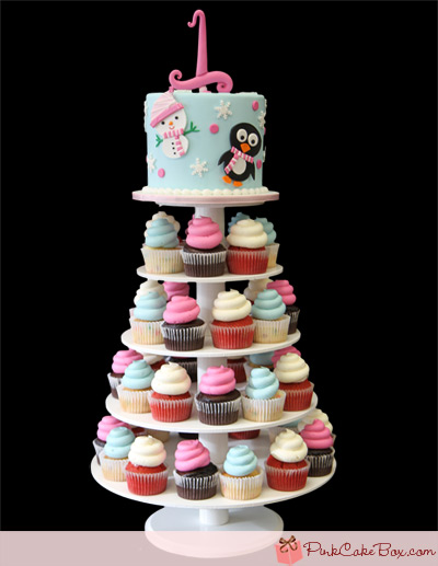 Winter 1st Birthday Cupcake Tower Winter 1st Birthday Cupcake Tower