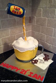 Beer Themed Birthday Cake