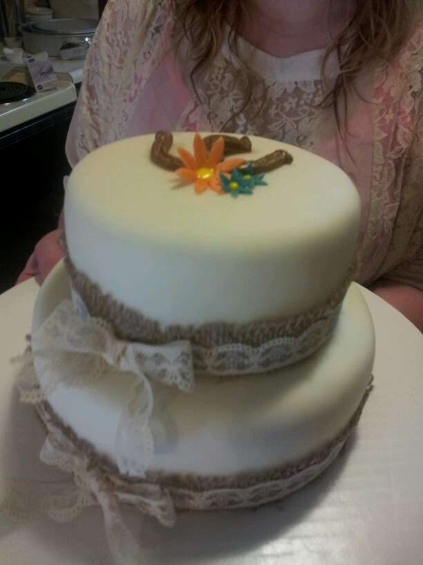 Burlap and Lace Bridal Shower Cake Burlap and Lace Bridal Shower Cake