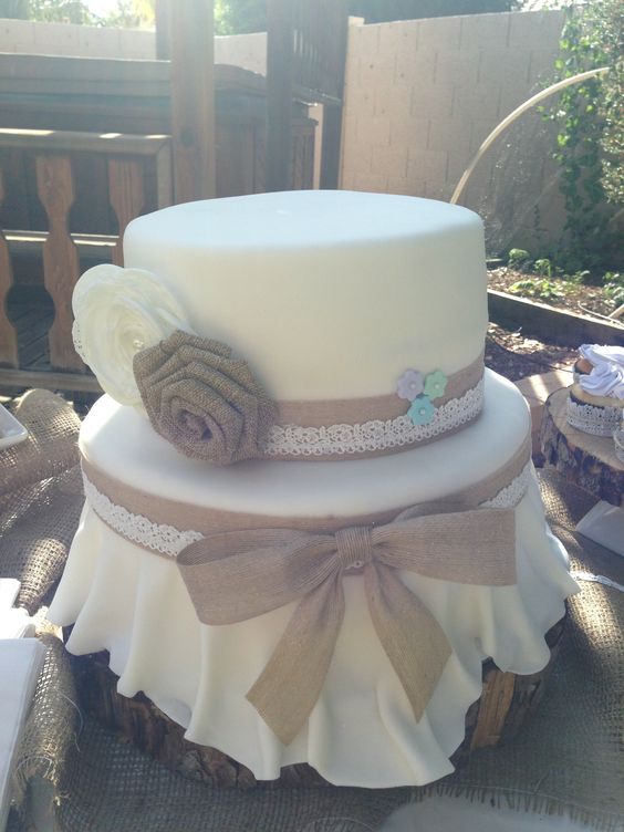 Burlap and Lace Bridal Shower Cake Burlap and Lace Bridal Shower Cake