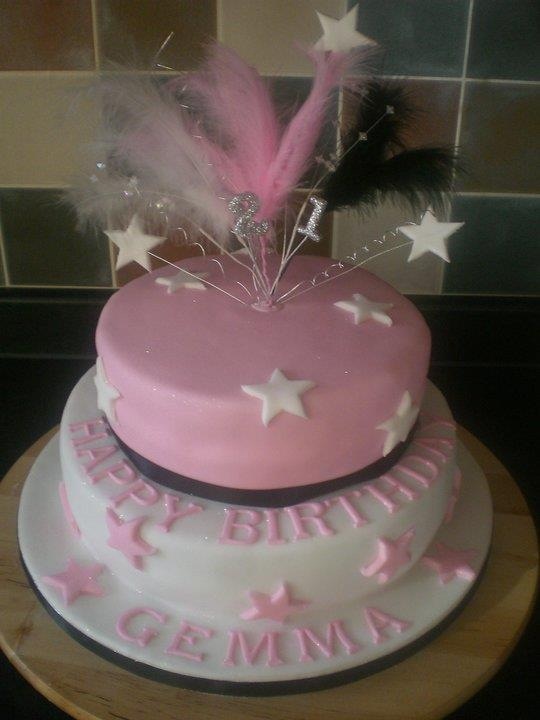Pink and White 2 Tier Birthday Cake Pink and White 2 Tier Birthday Cake