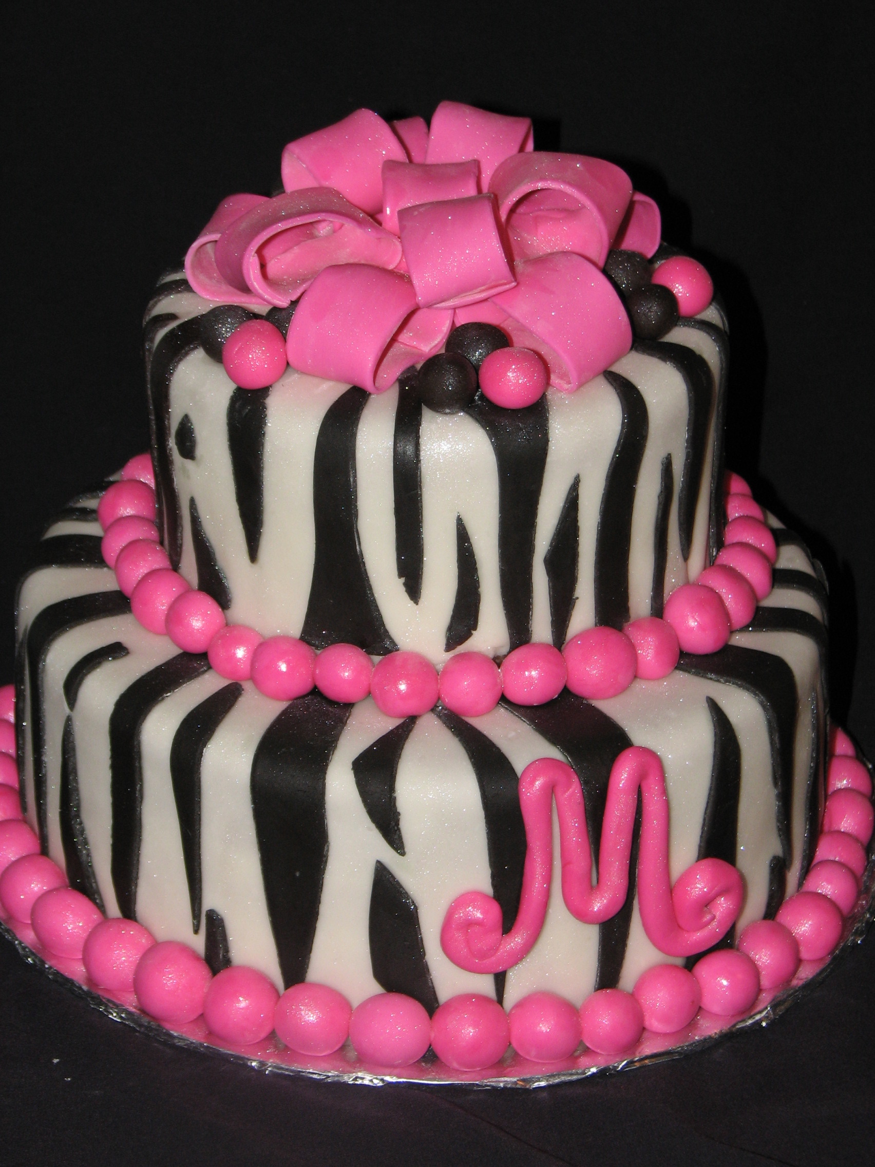 8 Pink Zebra Print Girls Birthday Cakes Photo Black And Pink