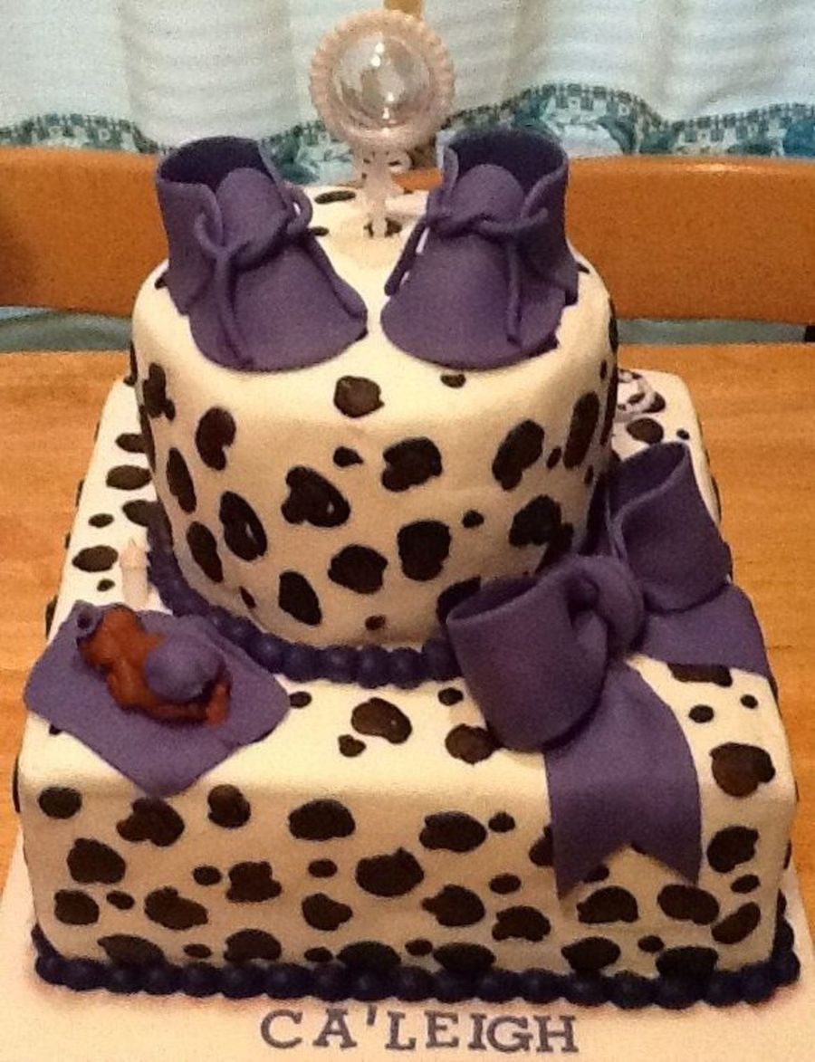 Purple Cheetah Print Baby Shower Cake Purple Cheetah Print Baby Shower Cake