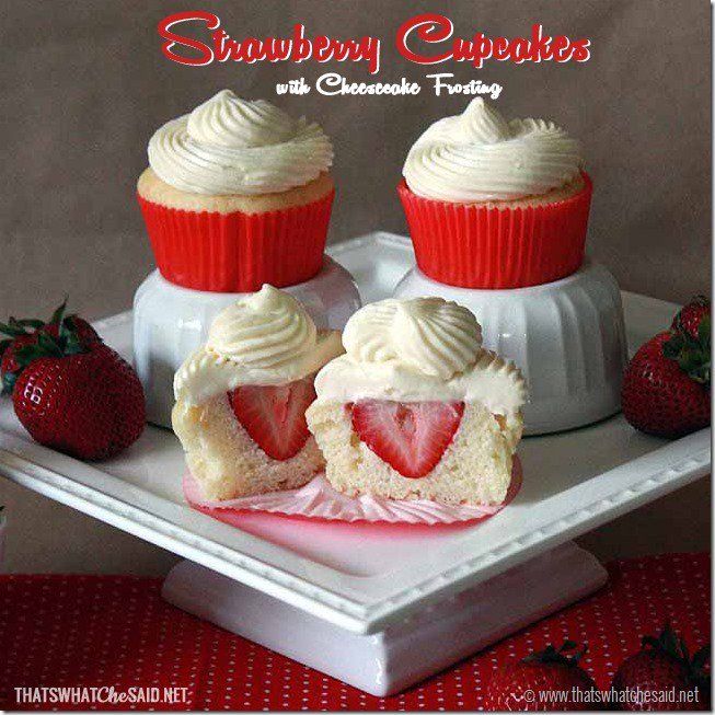 Strawberry Cheesecake Cupcakes with Cream Cheese Frosting Strawberry Cheesecake Cupcakes with Cream Cheese Frosting