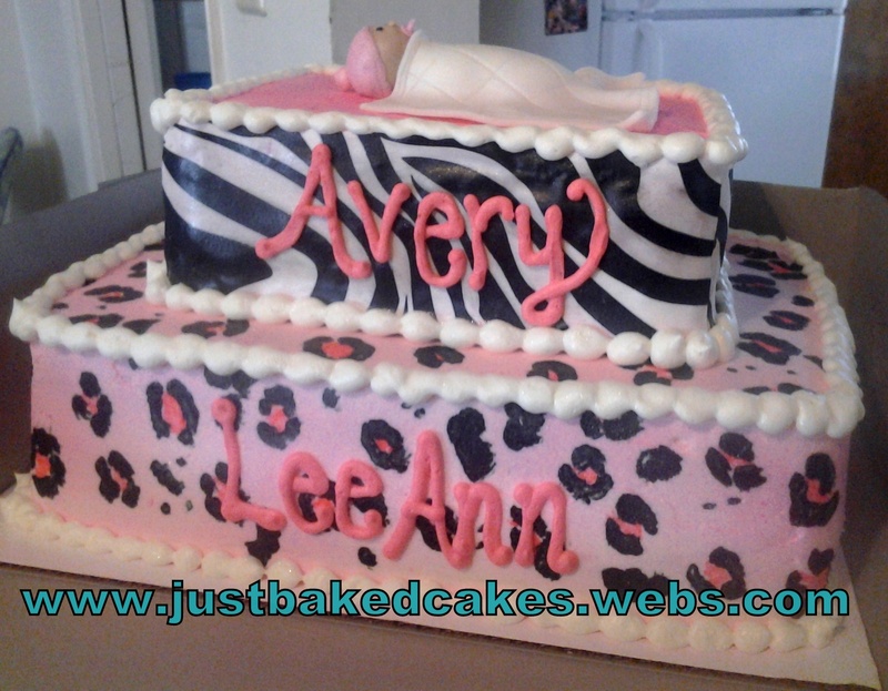 Zebra and Cheetah Print Baby Shower Cake Zebra and Cheetah Print Baby Shower Cake