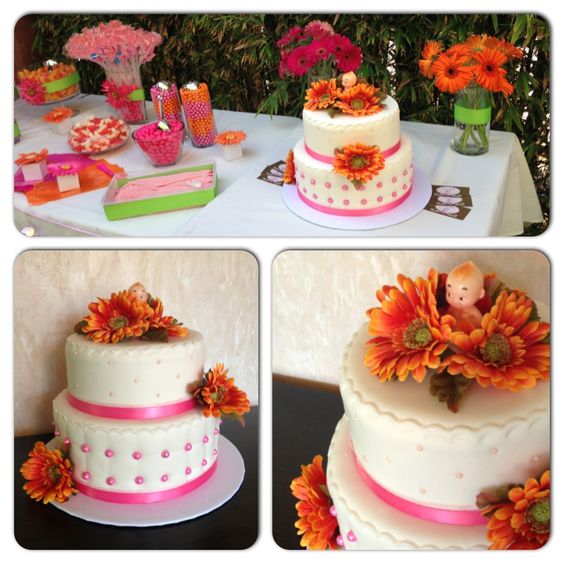 Attractive Daisy Baby Shower Part - 13: Gerber Daisy Baby Shower Cake